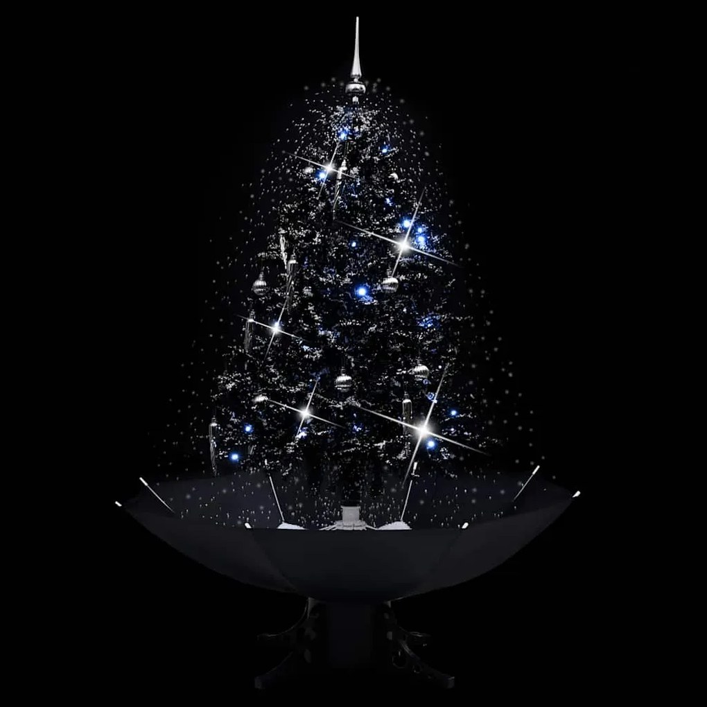 Árvore Natal c/ neve base formato guarda-chuva 140 cm PVC preto