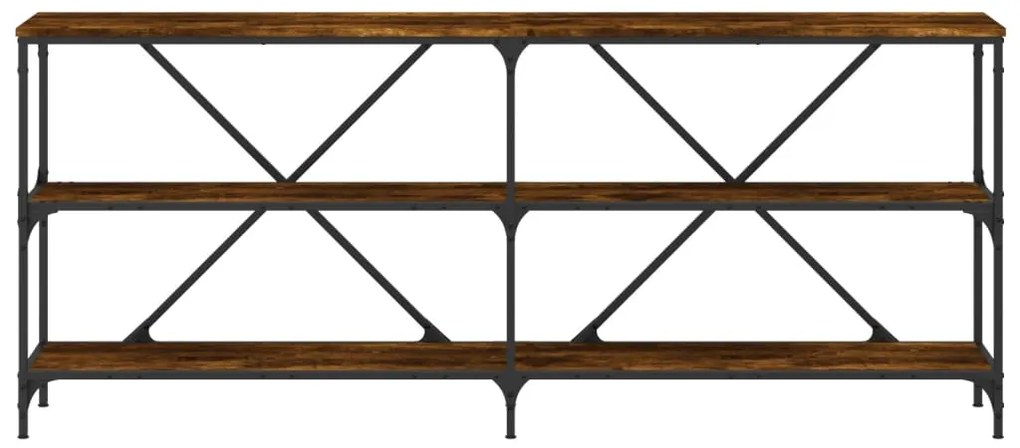 Mesa consola 180x30x75 cm deriv. madeira/ferro carvalho fumado