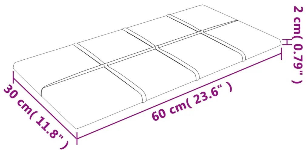 Painel de parede 12 pcs 60x30 cm veludo 2,16 m² cinzento-claro