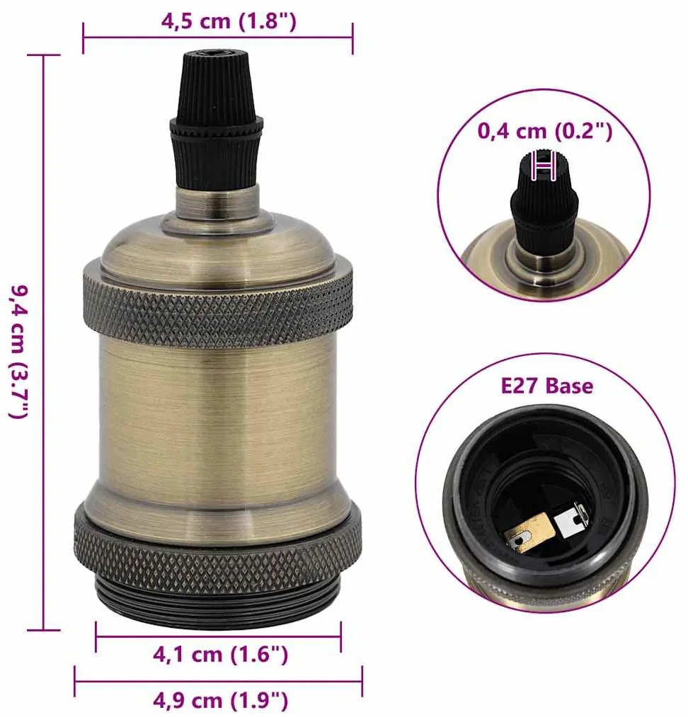 Casquilhos de lâmpadas 2 pcs Bronze E27