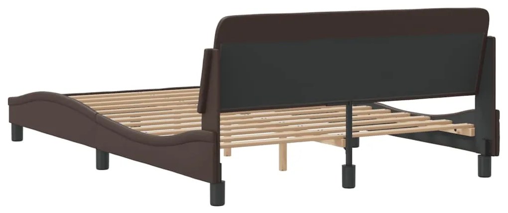 Estrutura cama c/ cabeceira 120x200cm couro artificial castanho