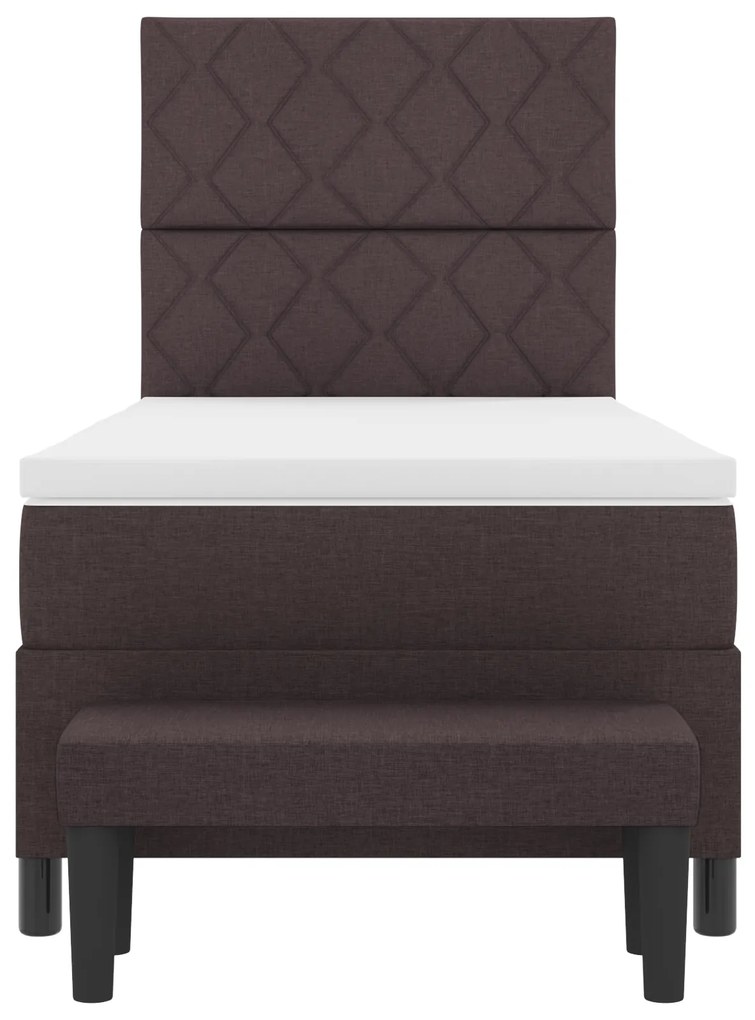 Cama Box com Colchão e Banco Castanho Escuro 90x200 cm