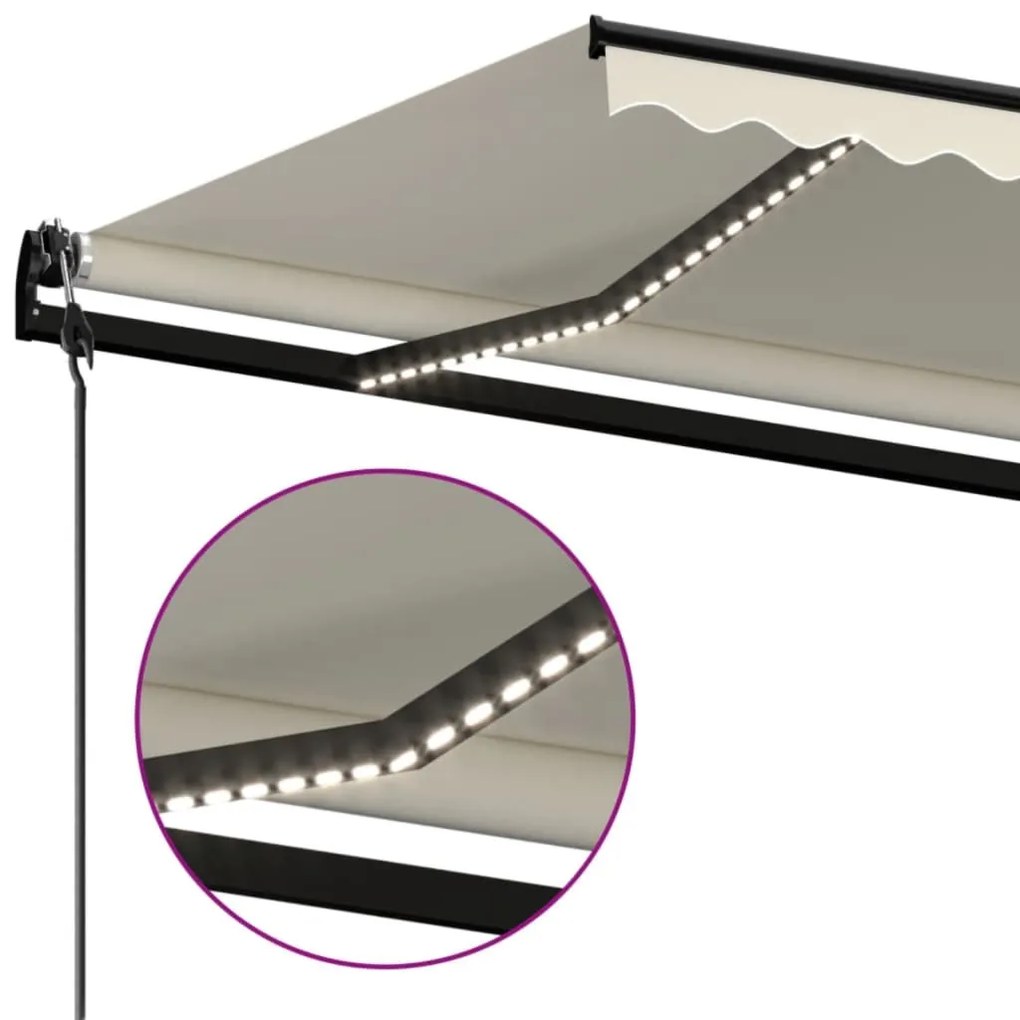 Toldo automático com LED e sensor de vento 600x350 cm creme