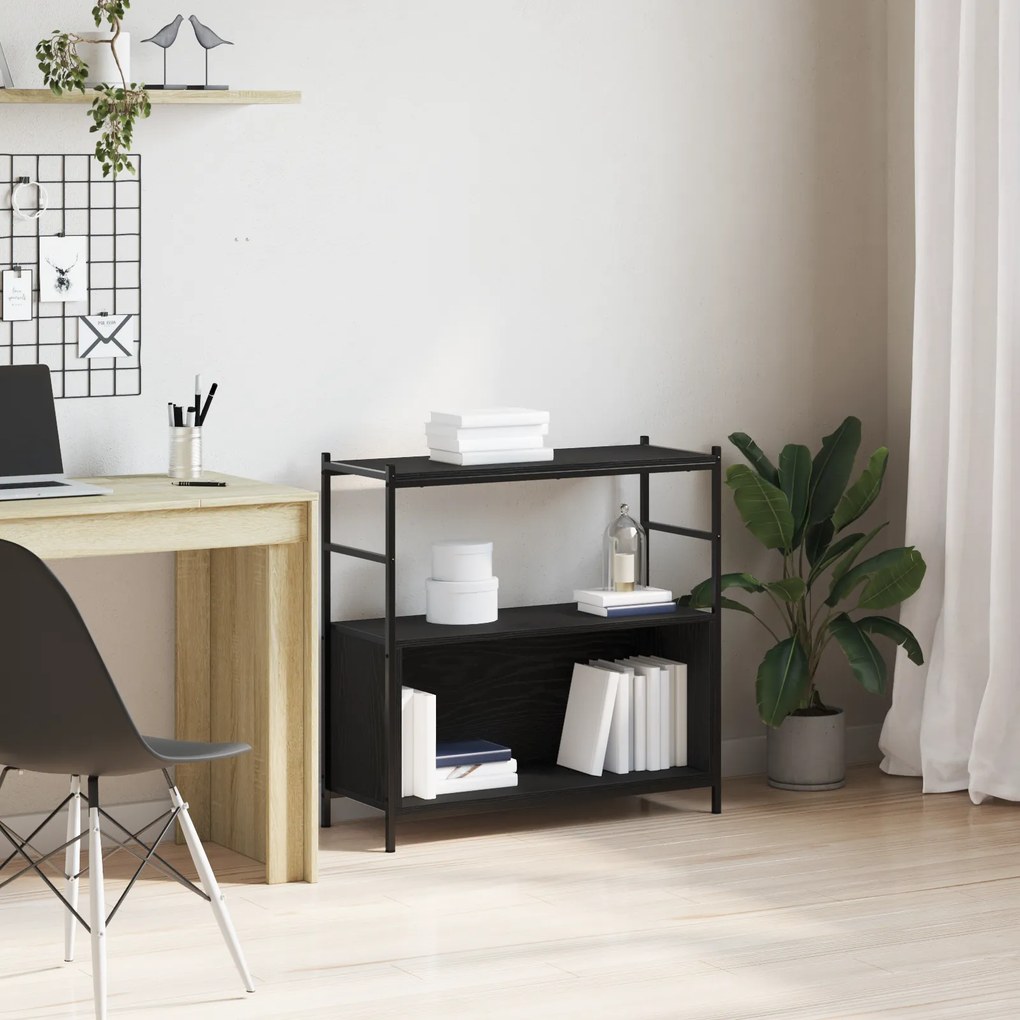 Estante de Livros vidaXL Carvalho Preto 80x30x78,5 cm Madeira Engenheirada