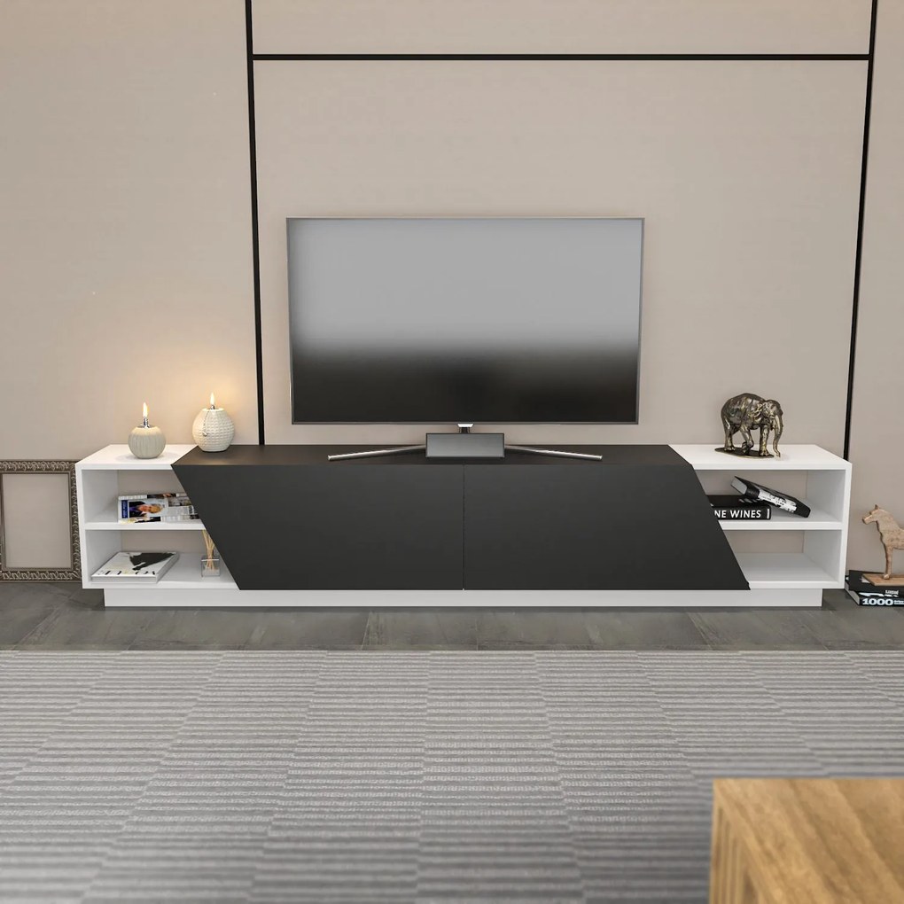 Móvel TV Rhodes – Branco e Antracite – 240 cm x 37,1 cm x 47,4 cm