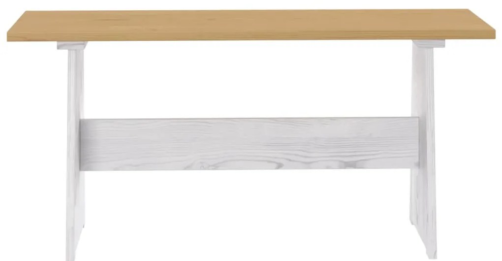Mesa de jantar com banco REINE pinho maciço castanho mel/branco