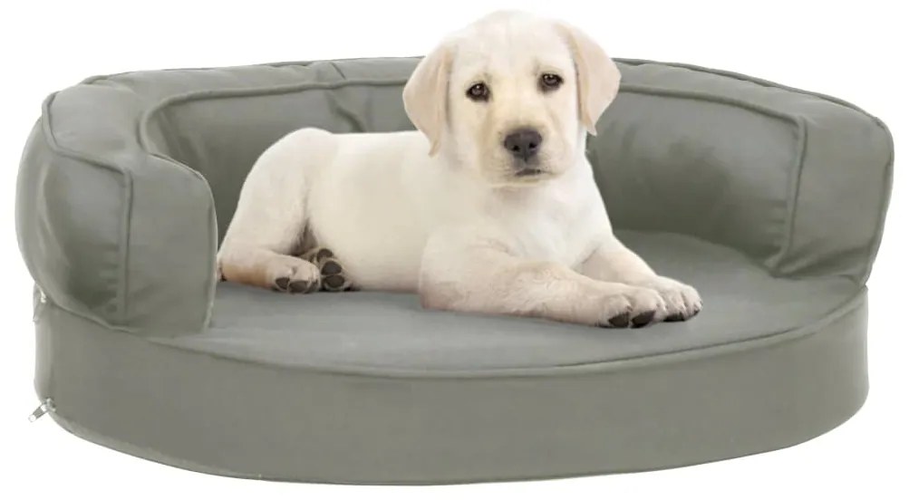 vidaXL Cama para cães ergonómica 60x42 cm aspeto linho cinzento