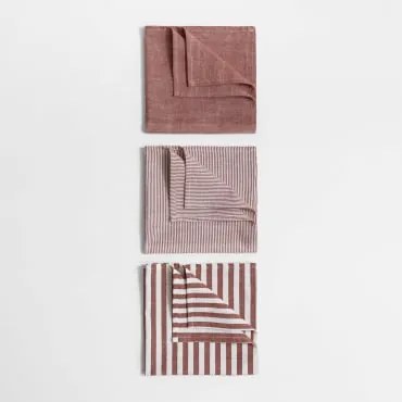 Conjunto De 3 Panos De Cozinha Em Algodão Anellia Cedro Vermelho - Sklum