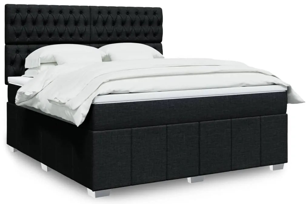 Cama com molas/colchão 180x200 cm tecido preto