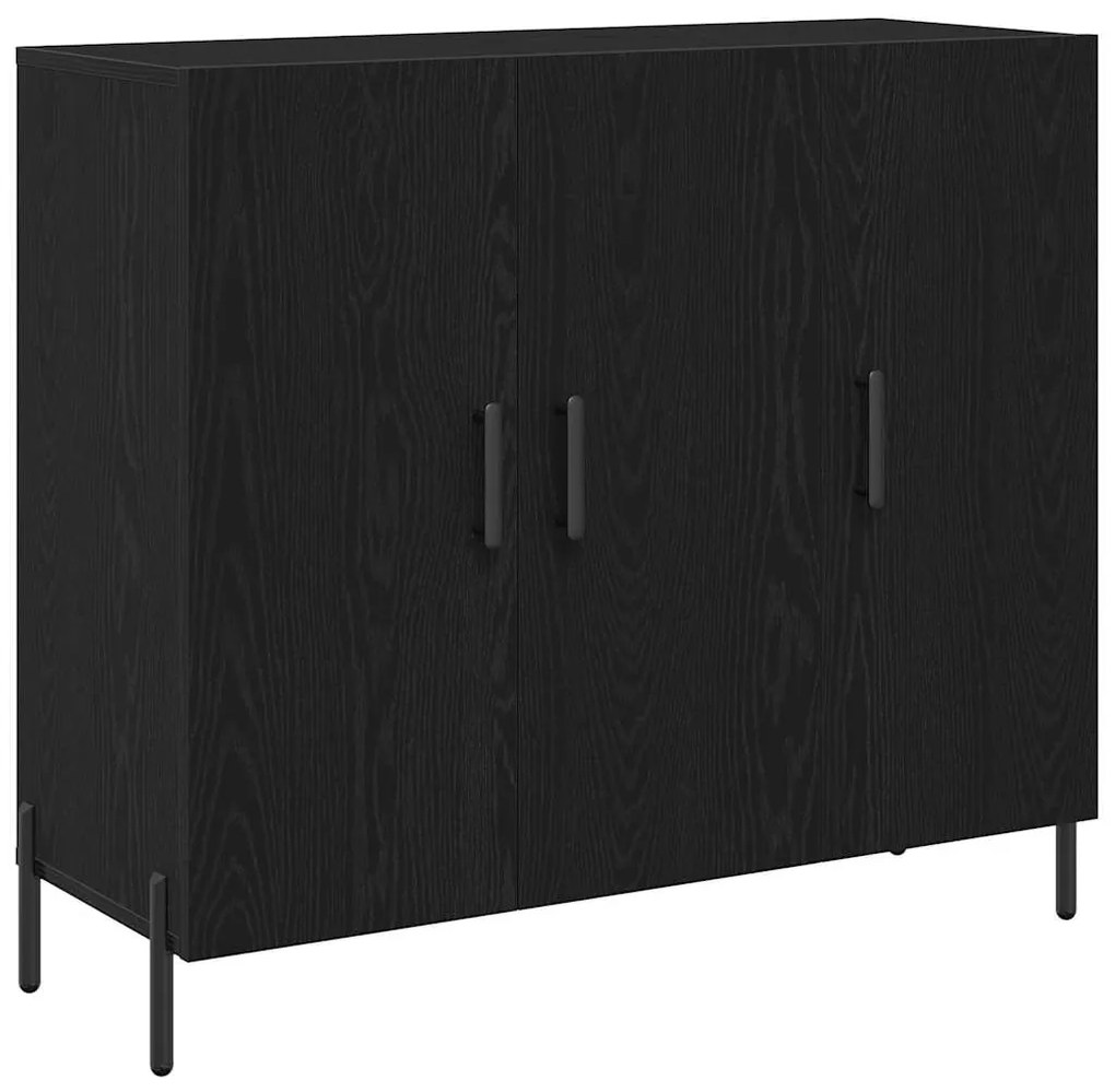 Aparador de Carvalho Preto 90x34x80 cm Feito de Madeira Ingenheirada