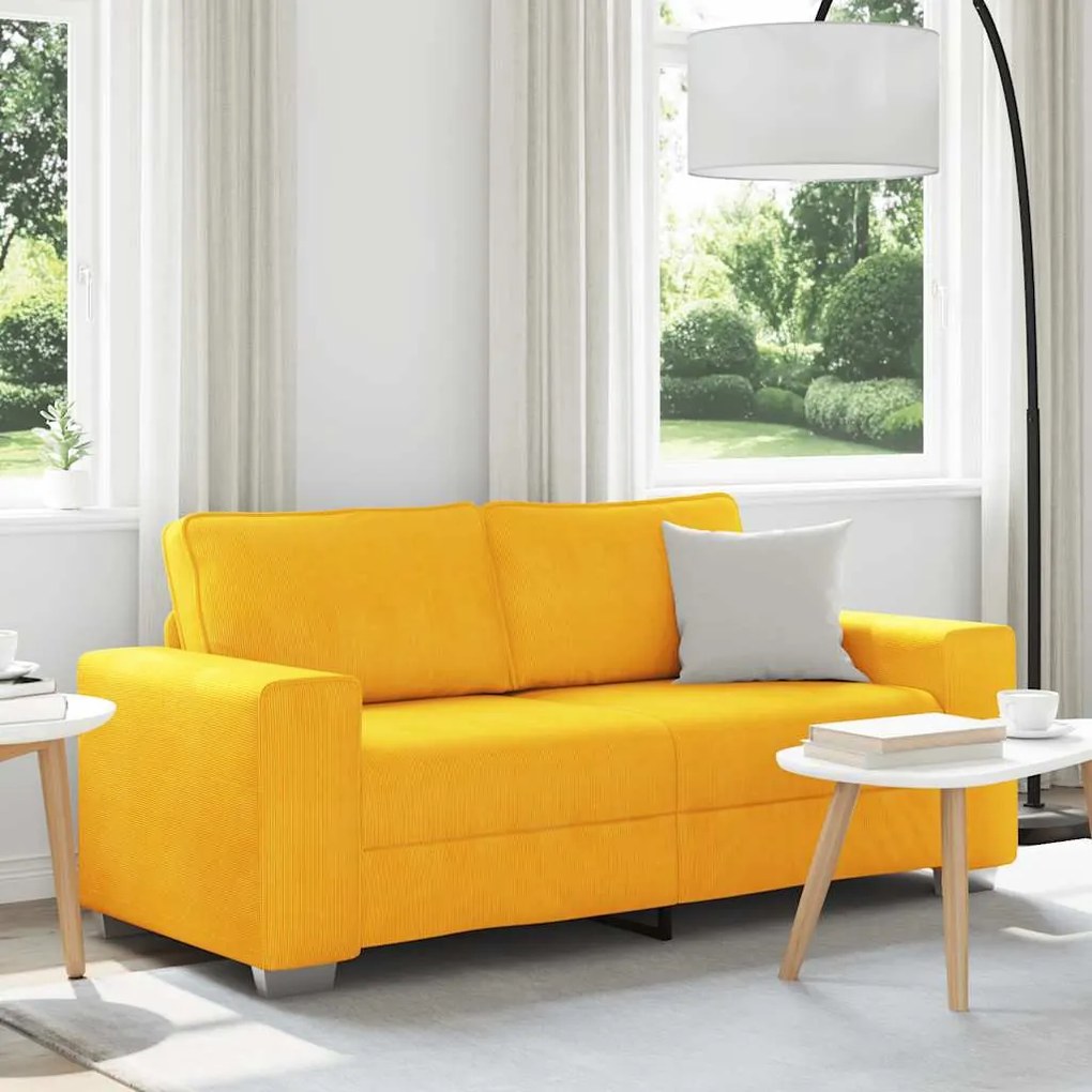 vidaXL Sofá-luvas 180x77x82 cm tecido corduroy amarelo-claro