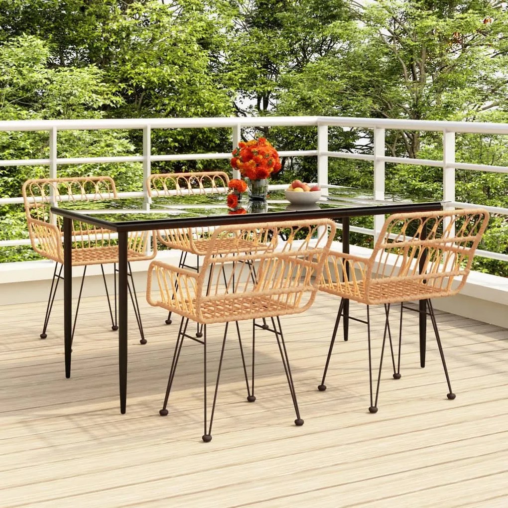 vidaXL 5 pcs conjunto de jantar p/ jardim vime PE