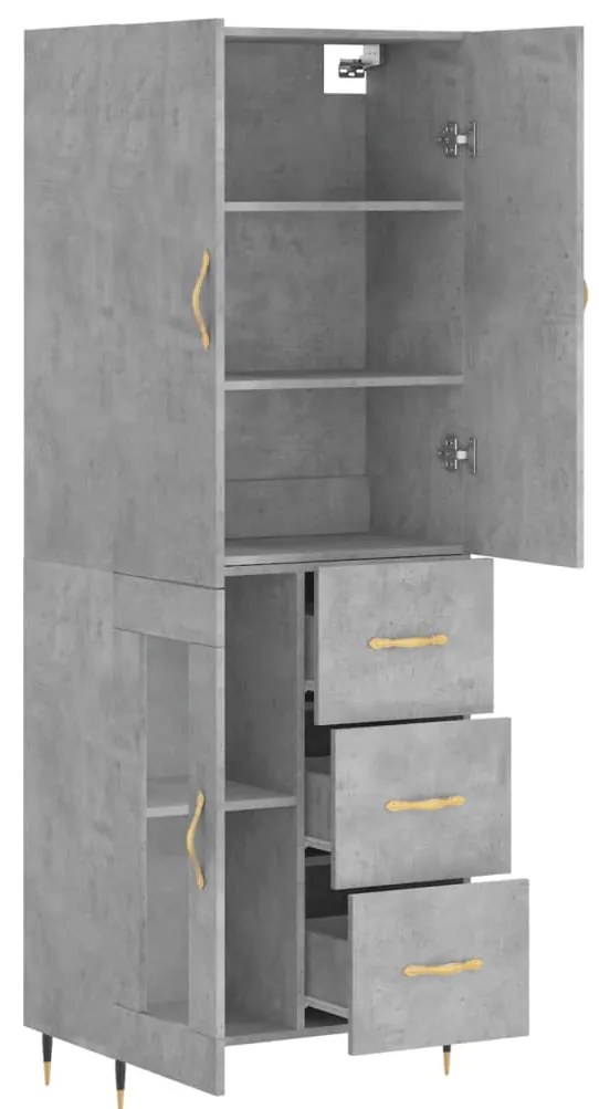 Armário alto 69,5x34x180 cm derivados de madeira cinza cimento