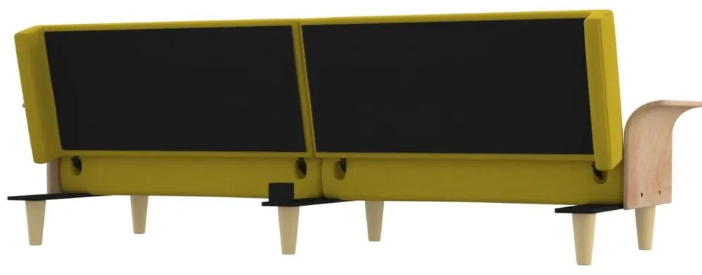 Sofá-cama com apoio de braços tecido amarelo