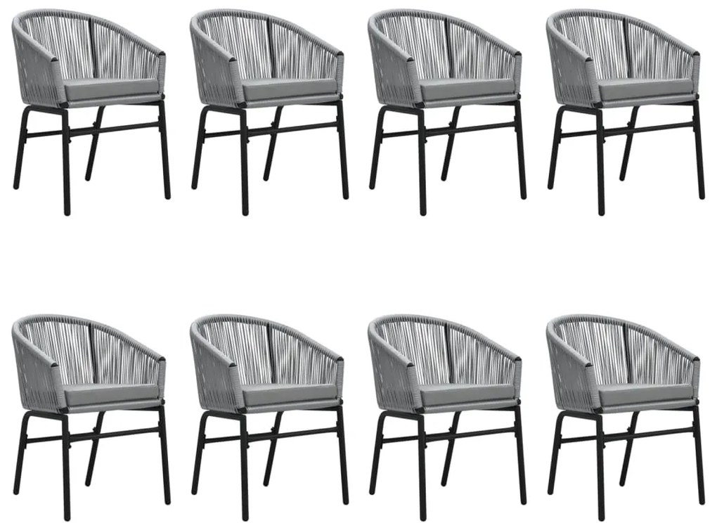 9 pcs conjunto de jantar para jardim cinzento