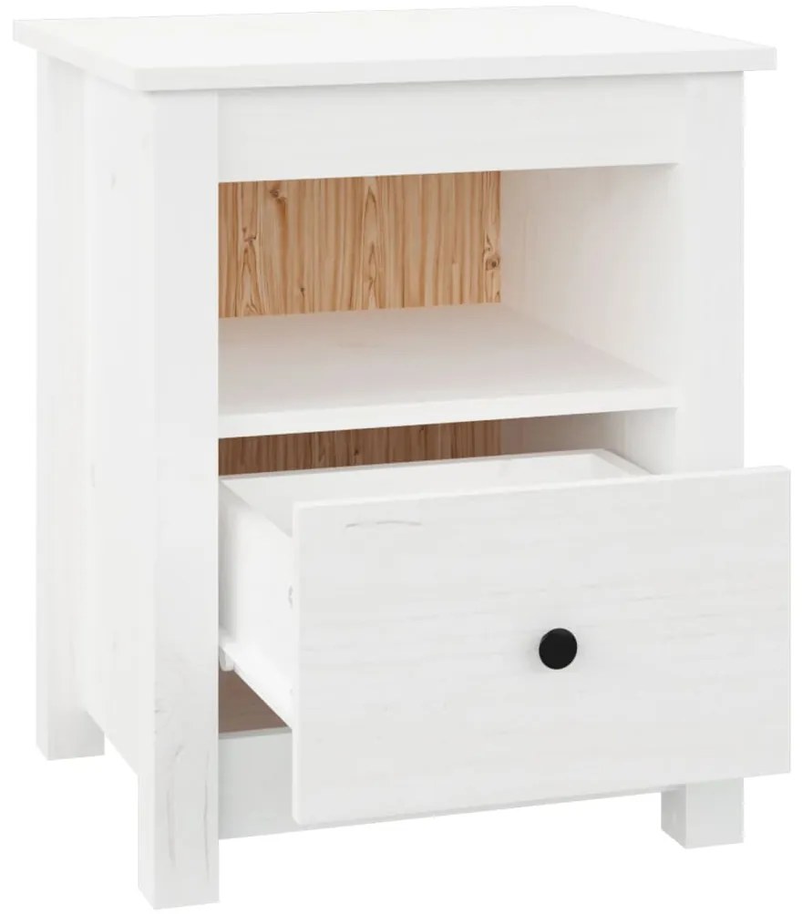 Mesa de cabeceira 40x35x49 cm madeira de pinho maciça branco