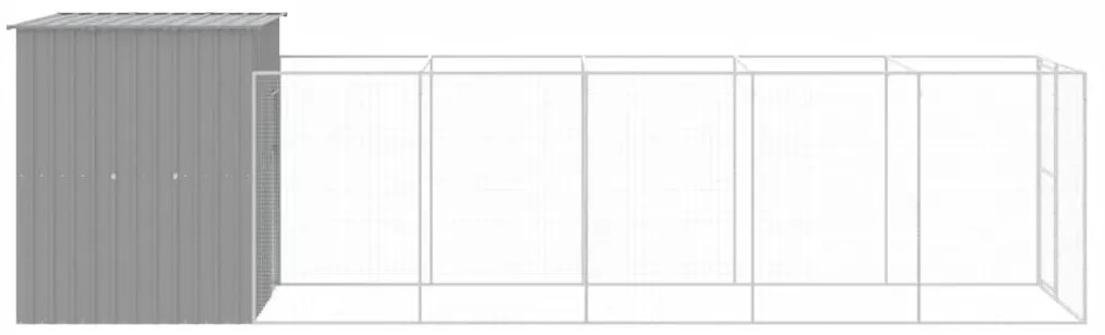 Casota cães c/ parque 165x659x181 cm aço galvaniz. cinza-claro