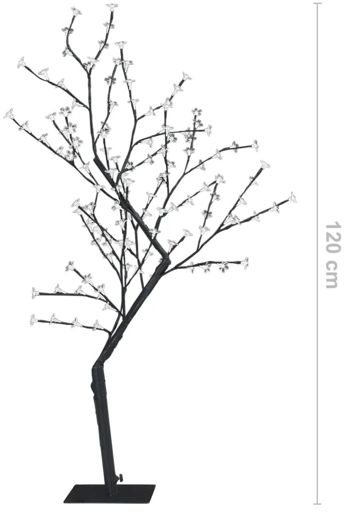 Árvore de Natal 128 LED flor cerejeira luz branco quente 120 cm