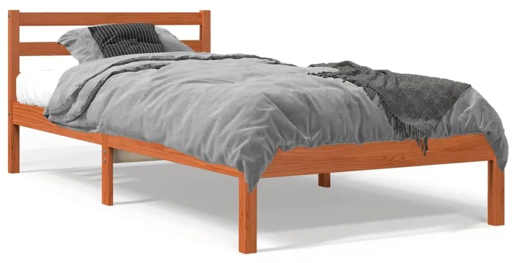 Estrutura de cama 90x200 cm madeira pinho maciça castanho cera