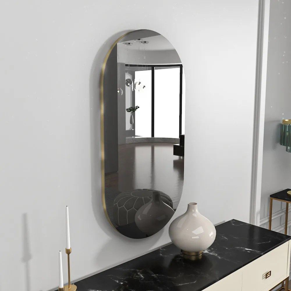 Espelho Riors – Cinzento Escuro e Dourado – 45x85 cm