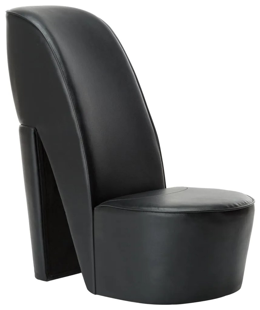 vidaXL Cadeira estilo sapato de salto alto couro artificial preto