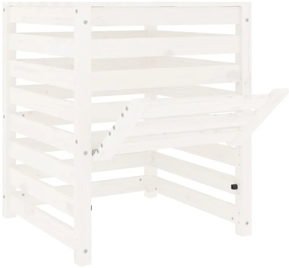 Caixote de compostagem 63,5x63,5x77,5cm pinho maciço branco