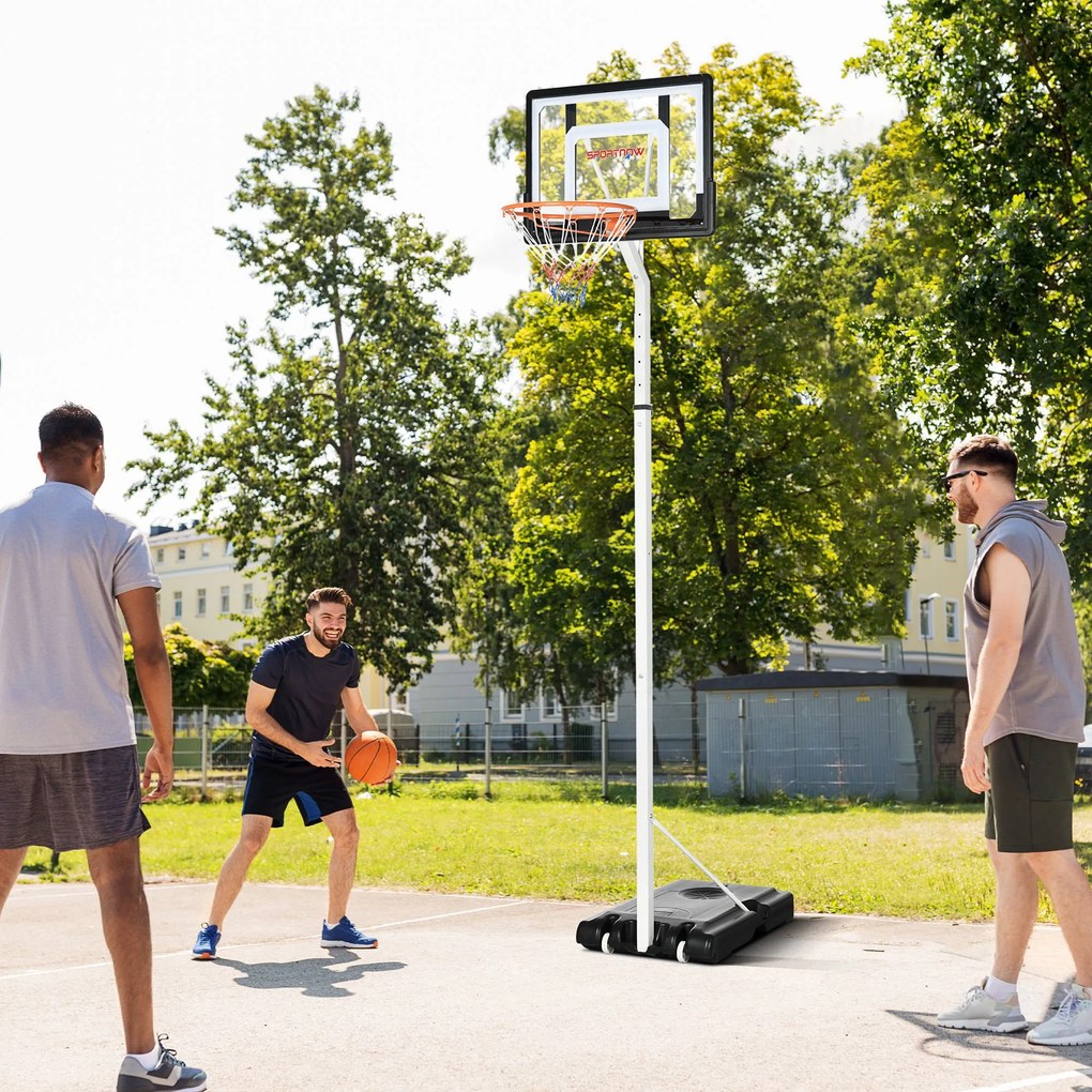 Cesta de Basquetebol com Rodas Altura Ajustável 260-305cm Cesta de Basquetebol Portátil com Tabela de PVC e Base para Exteriores 90x83x310-360cm Branc