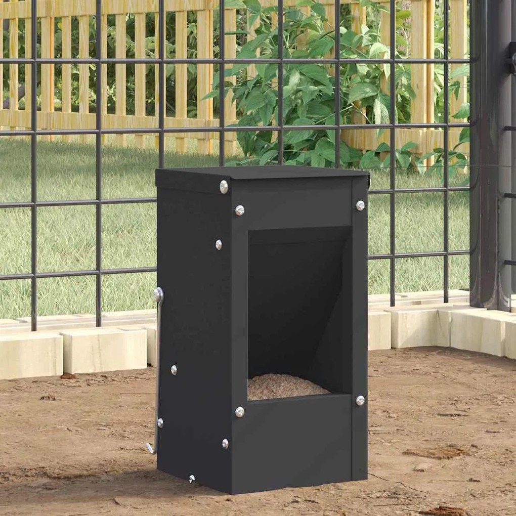 vidaXL Comedouro para Coelhos Preto 12,5 x 12,5 x 25 cm
