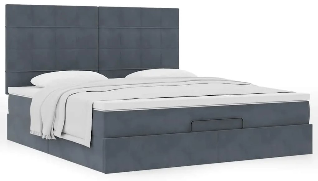 Estrutura cama otomana colchões 160x200 cm cinzento escuro