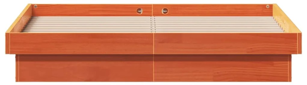 Estrutura de cama c/ LEDs 140x190 cm pinho maciço castanho mel
