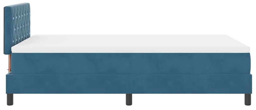 Cama Box Spring vidaXL com Colchão Azul Escuro Casal Pequeno Veludo