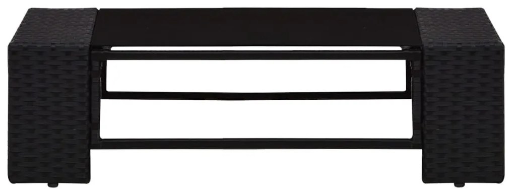 8 pcs conjunto lounge para jardim vime PE preto