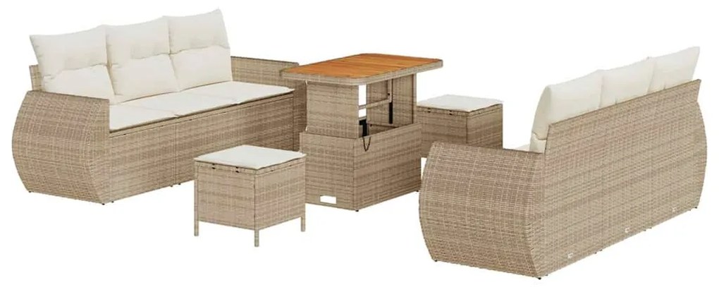 Conjunto de sofá de jardim com 9 peças da , almofadas bege em rattan s