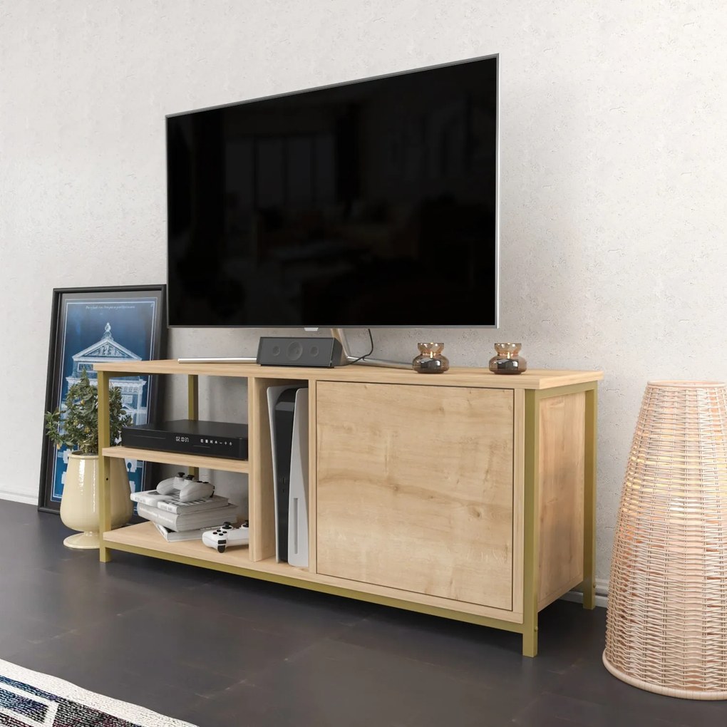 Móvel TV Neola – Ouro Carvalho – 120 cm x 35,3 cm x 50,8 cm