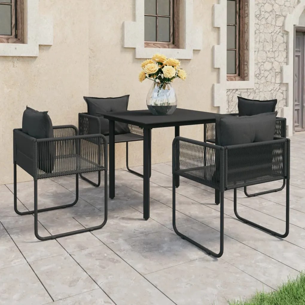 vidaXL 5 pcs conjunto de jantar para jardim vime de PVC preto