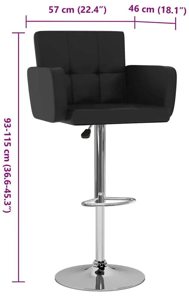 Bancos de bar 2 pcs couro artificial preto
