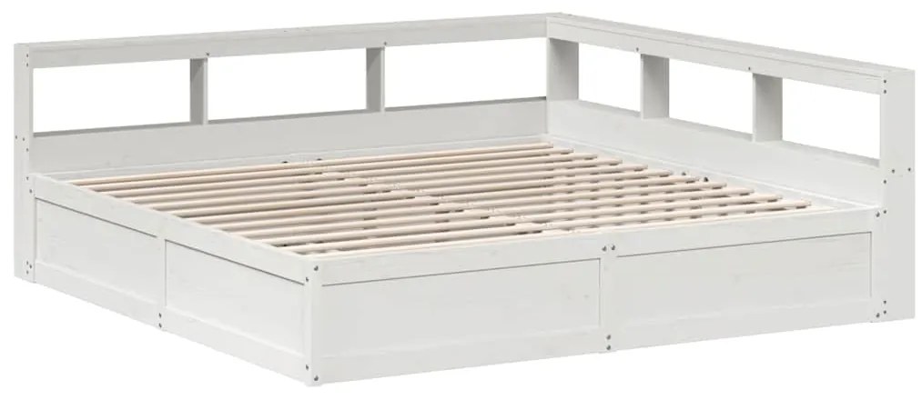 Cama com estante sem colchão 200x200 cm pinho maciço branco