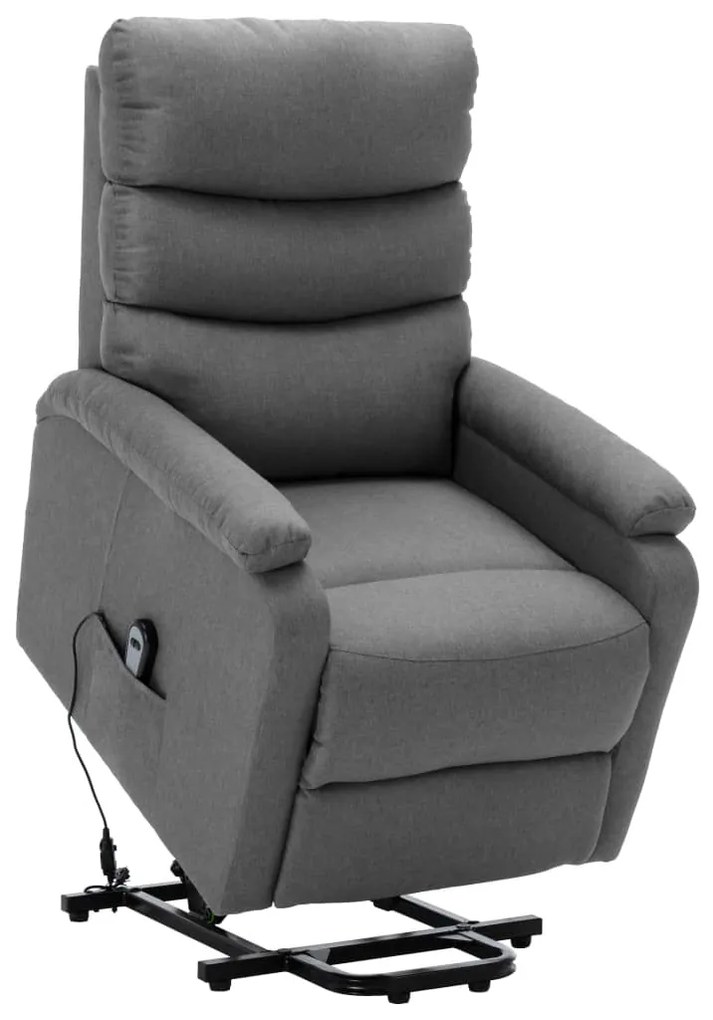 vidaXL Poltrona elevatória tecido cinzento-claro