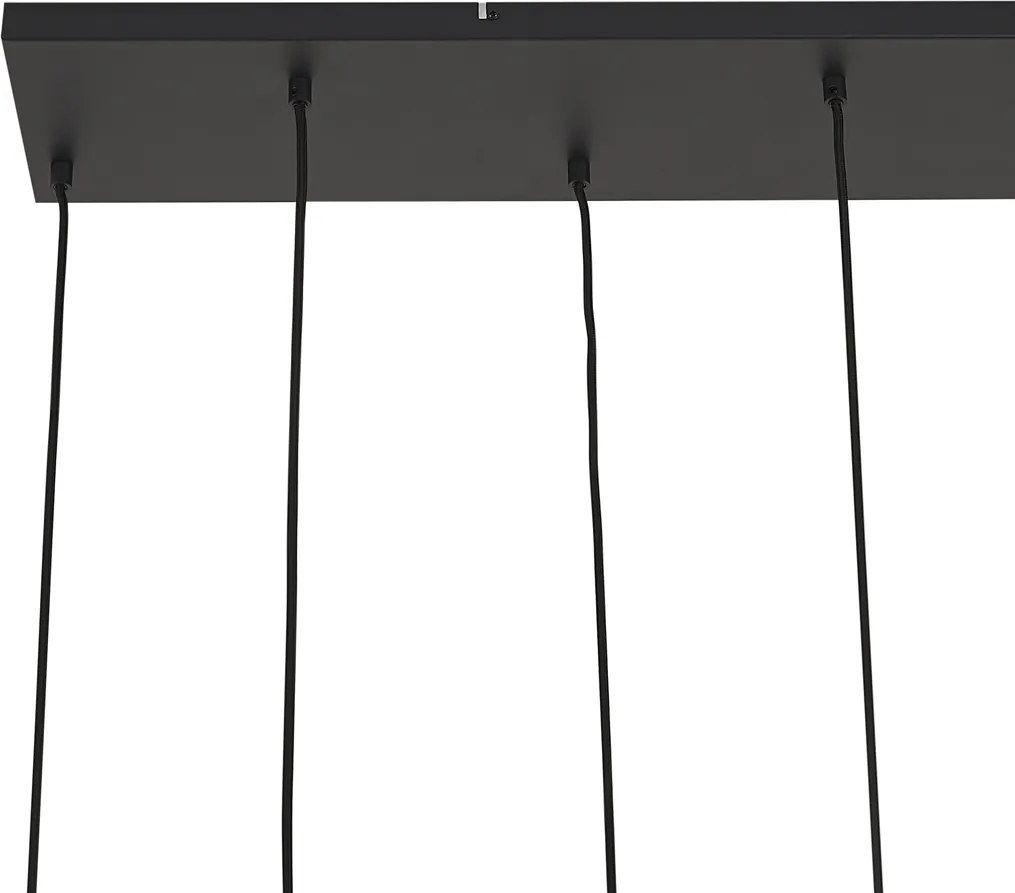 Candeeiro suspenso Art Deco preto com vidro fumado 8 luzes - Hanne