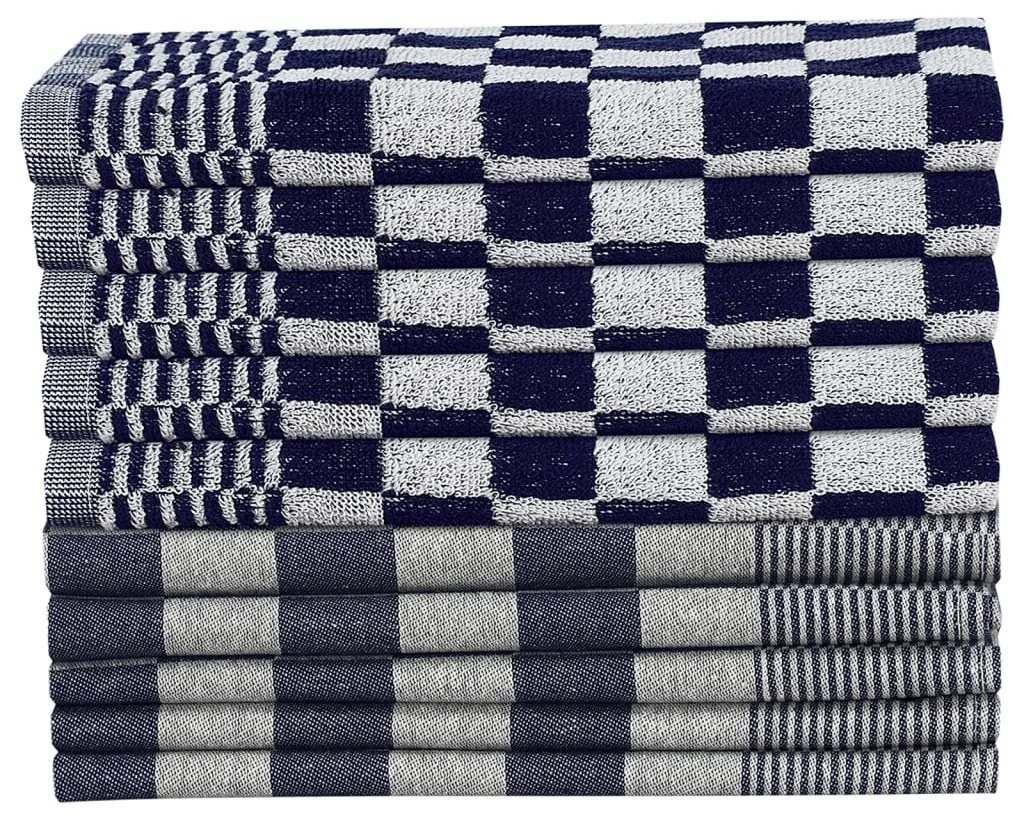 Conjunto de panos de cozinha 20 pcs algodão azul e branco