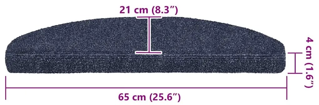 Tapetes de escada autoadesivos 30 pcs 65x21x4 cm azul