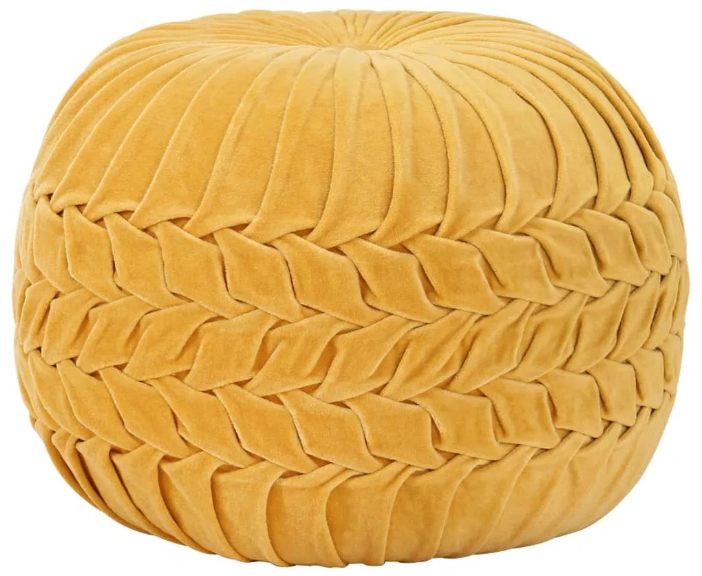 Pufe em Veludo de Algodão Design Smock 40x30 cm Amarelo