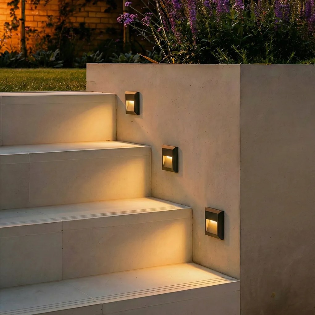 Candeeiro de parede moderno cinzento escuro quadrado com LED - Gem