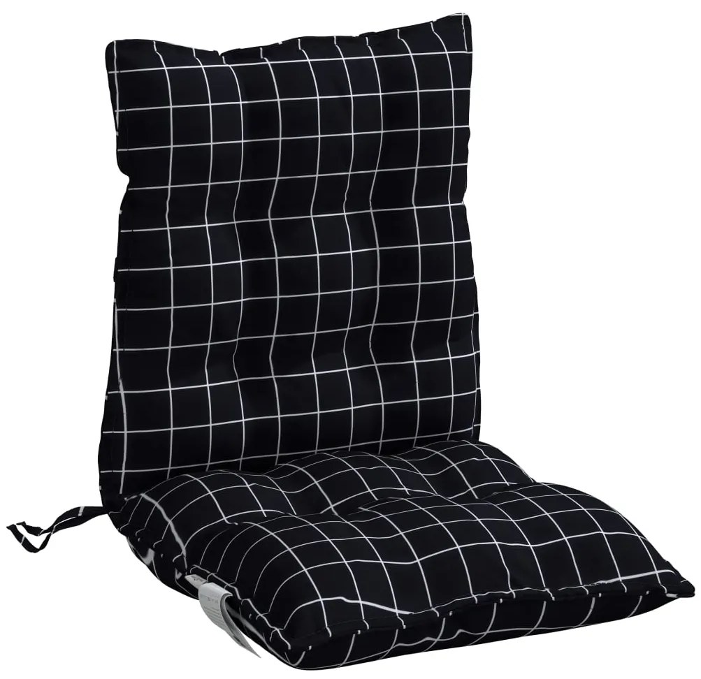 Almofadões cadeira encosto baixo 4 pcs oxford xadrez preto