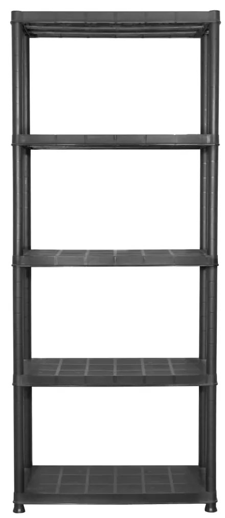 Unidade com 5 prateleiras 71x38x170 cm plástico preto