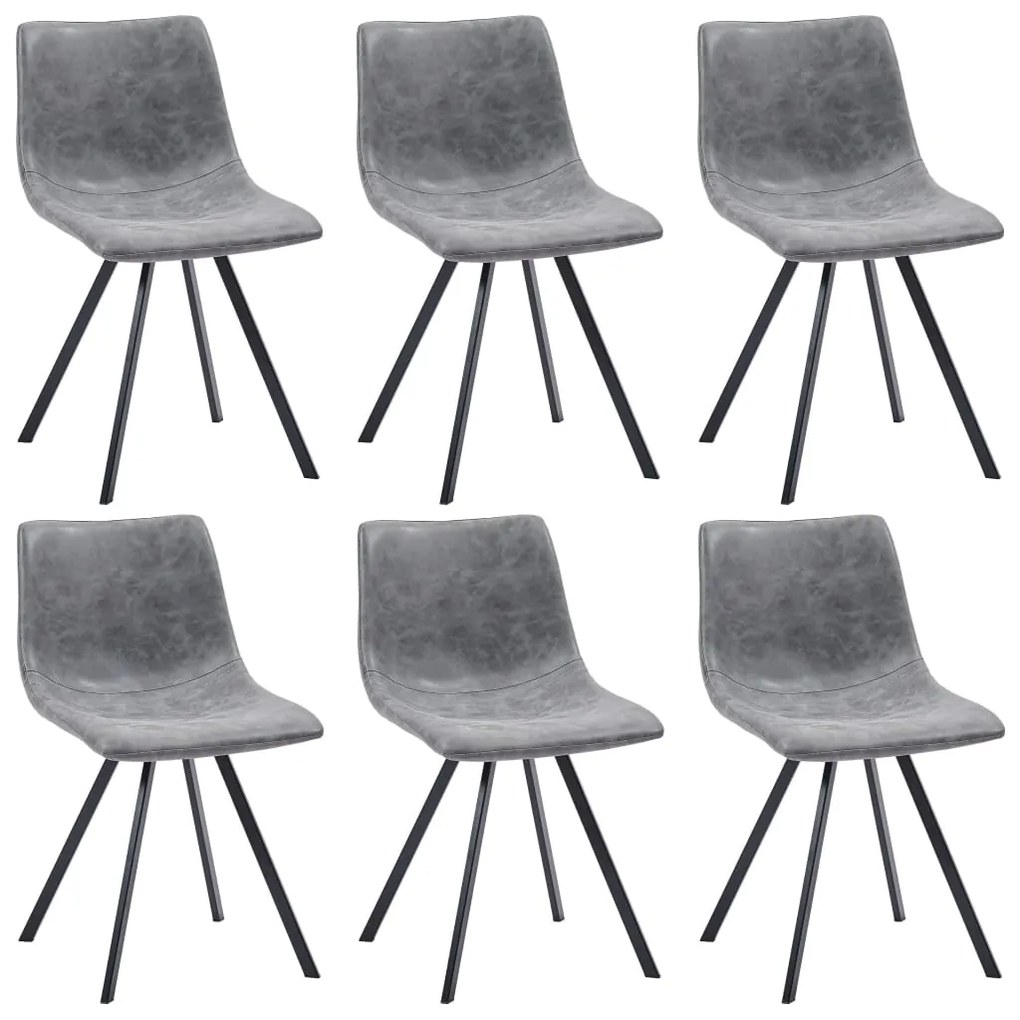 vidaXL Cadeiras de jantar 6 pcs couro artificial cinzento