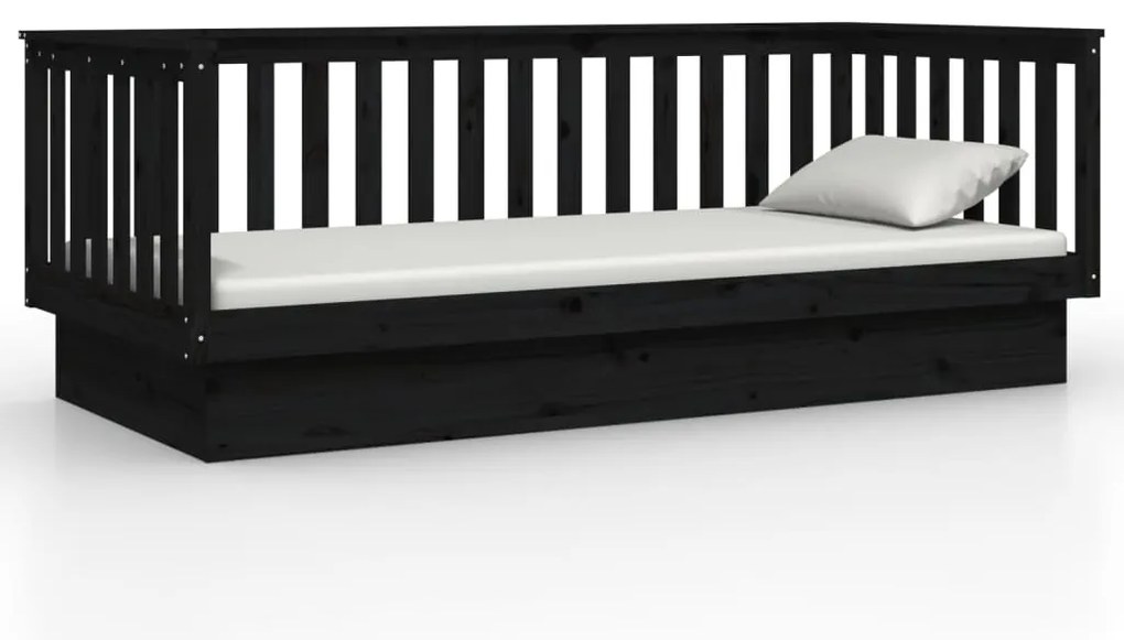 Sofá-cama 100x200 cm madeira de pinho maciça preto