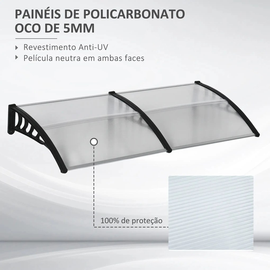 Outsunny Marquise de Proteção 200x96 cm Marquise Exterior para Portas