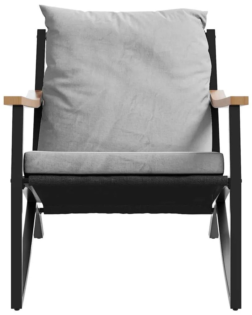 5 pcs conjunto mobiliário de varanda com almofadões aço preto