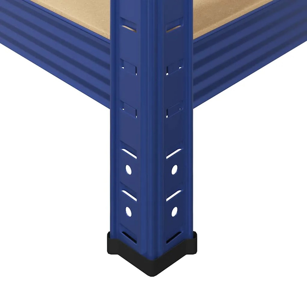Estante canto 5 prateleiras 3 pcs derivados de madeira/aço azul